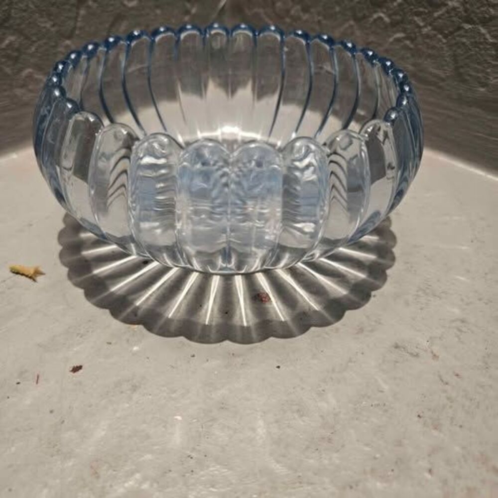Imperial Glass 1930s Pillar Flute Blue Glass Bowl 5"